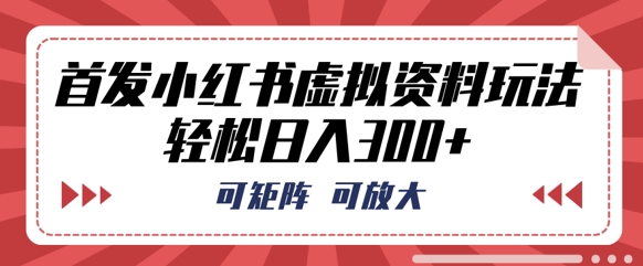 首发小红书虚拟资料玩法，可矩阵，可放大，轻松日入3张-互联网创业终点站