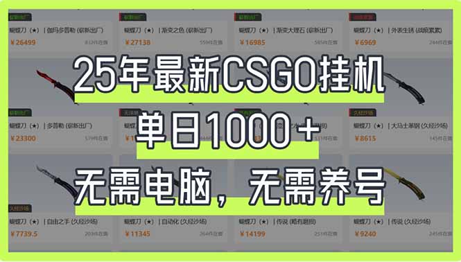 （14178期）25年最新CSGO挂机系统，单日1000+，无需电脑，无需养号，0基础可上手-互联网创业终点站