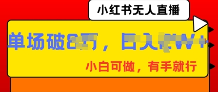 小红书无人直播，纯小白可做，有手就行，单场直播销售额破8w-互联网创业终点站