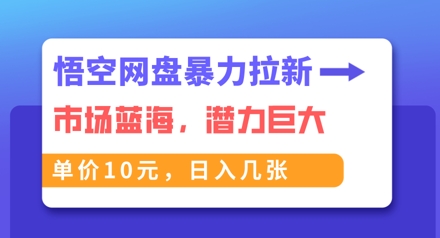 悟空网盘暴力拉新：一单10元，市场空白，日入几张-互联网创业终点站