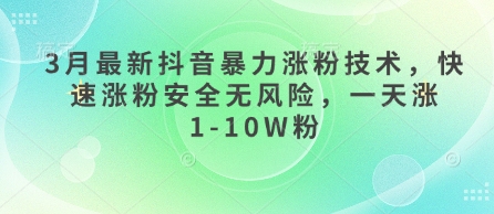 3月最新抖音暴力涨粉技术，快速涨粉安全无风险，一天涨1-10W粉-互联网创业终点站